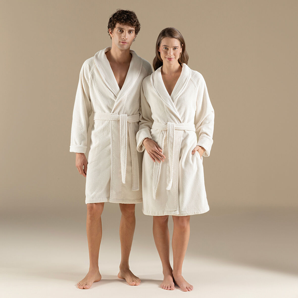 Eva Cotton Unısex Bornoz Ekru
