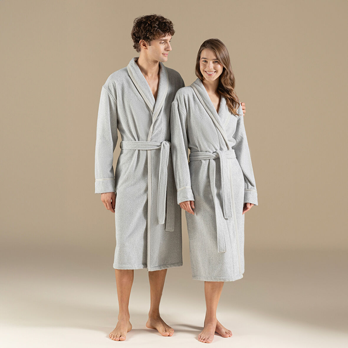 Vissana Unısex Bornoz Natural-Gri