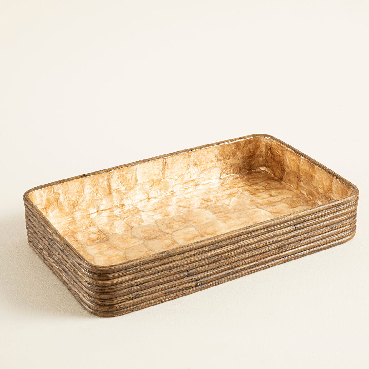 Innoq Yuvarlak Dekoratif Tepsi 48X30 CM Sedef