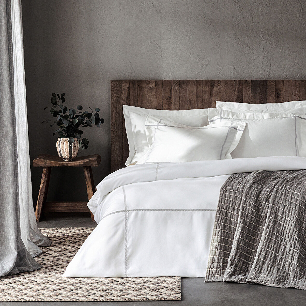 Herrıngbone Nevresim Seti 200x220 Cm Beyaz