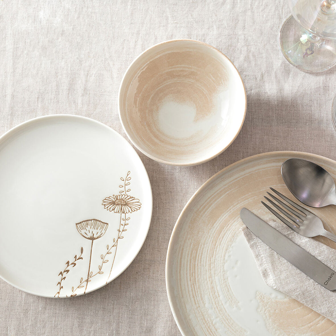Naturel Nordic 24 Parça Yemek Takımı Krem