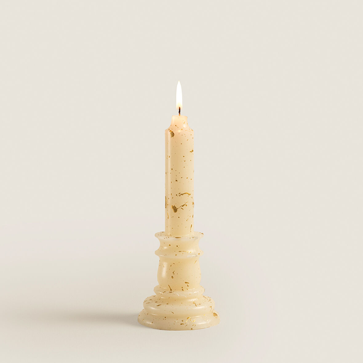 Flamme Kaideli Şamdan Mum Gold 20 Cm Gold