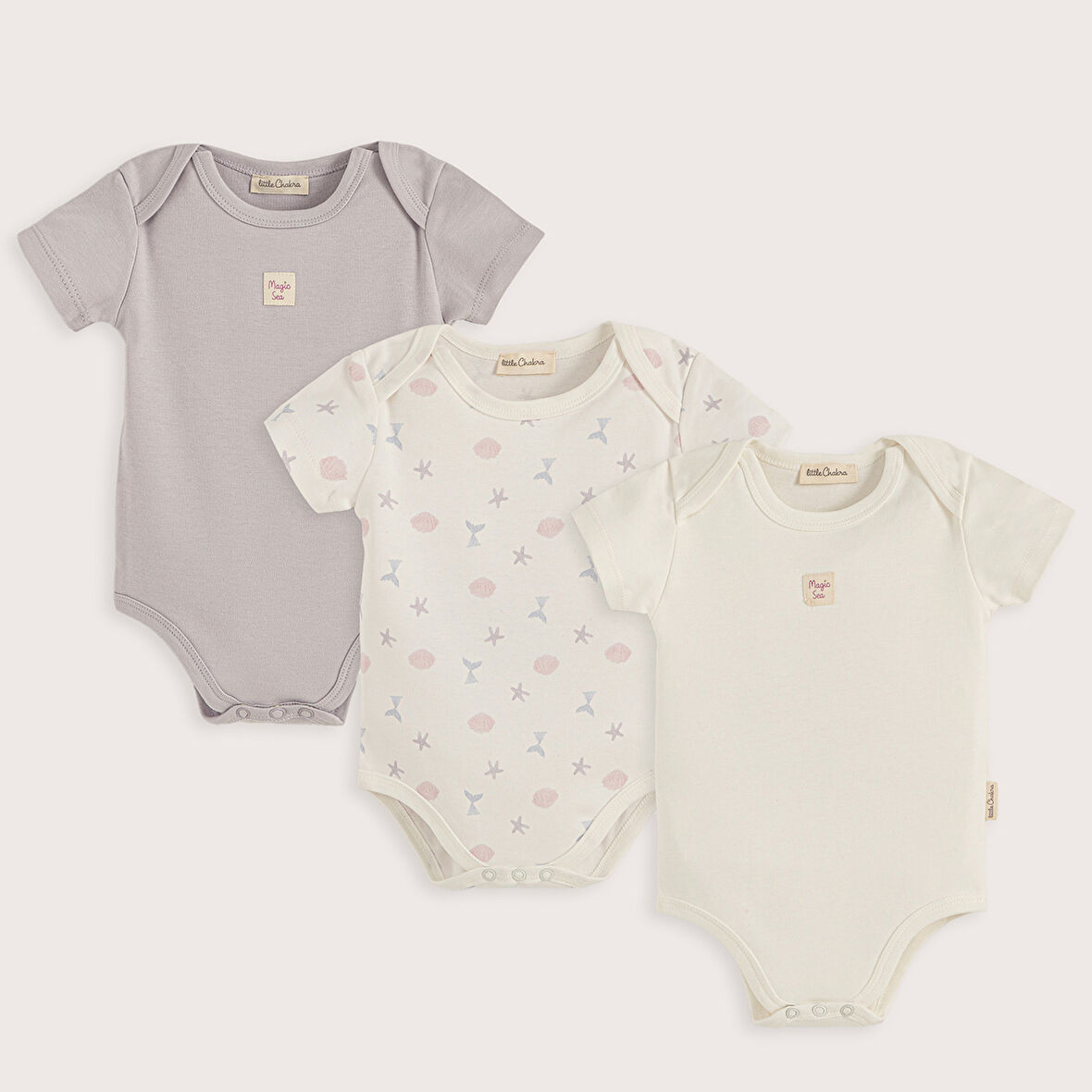 Magıc Sea 3'Lü Body Set Ekru/Lila