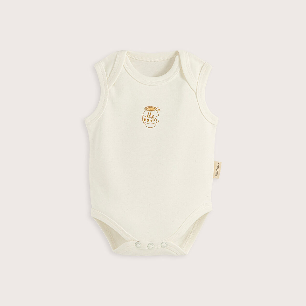 Happy Bee Basklı Kolsuz Body Ekru