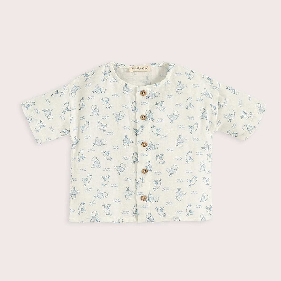 Sea Sıde Baskılı Gömlek Ekru