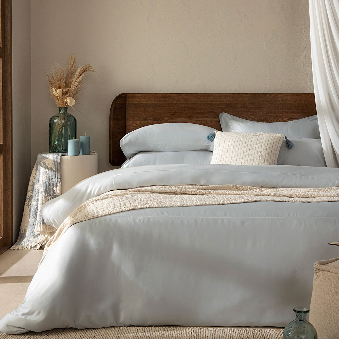 Bambu Nevresim Takımı King inci Mavi