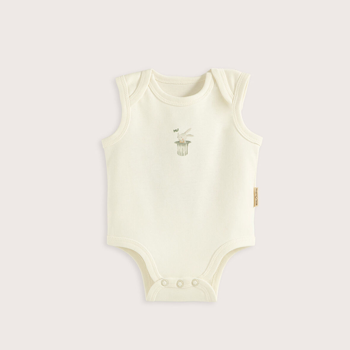 Cute Circus Baskılı Kolsuz Body Ekru