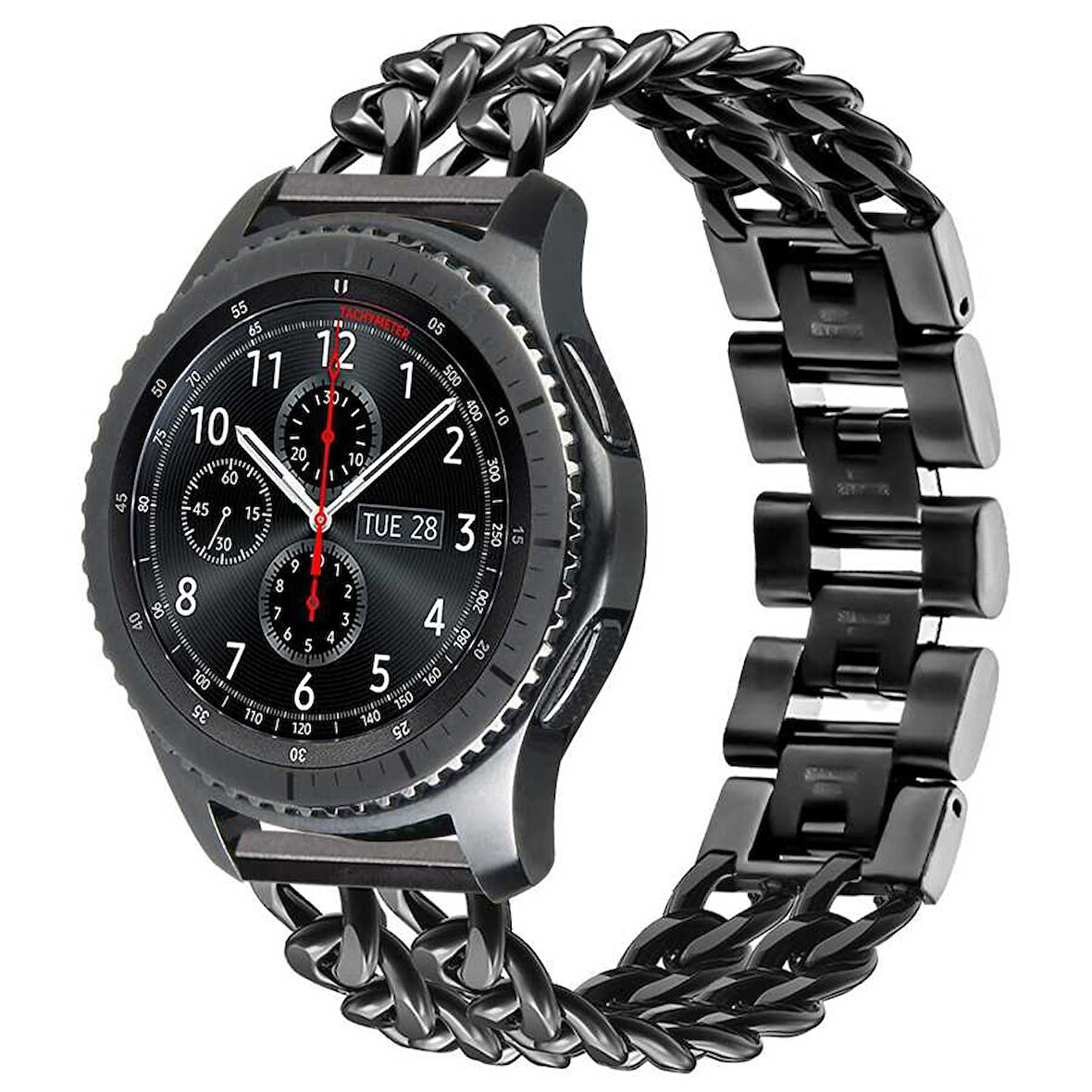 ​​Gear S3 (22mm) Uyumlu KRD-17 Metal Zore Kordon-Siyah