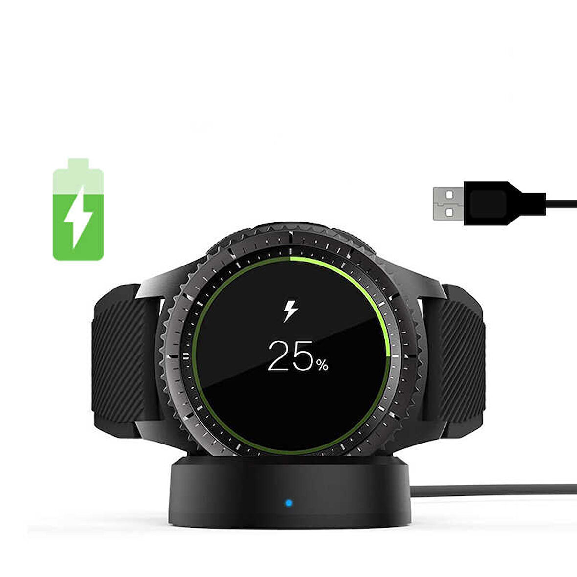 Siyah Gear S3 Usb Şarj Kablosu-Zore