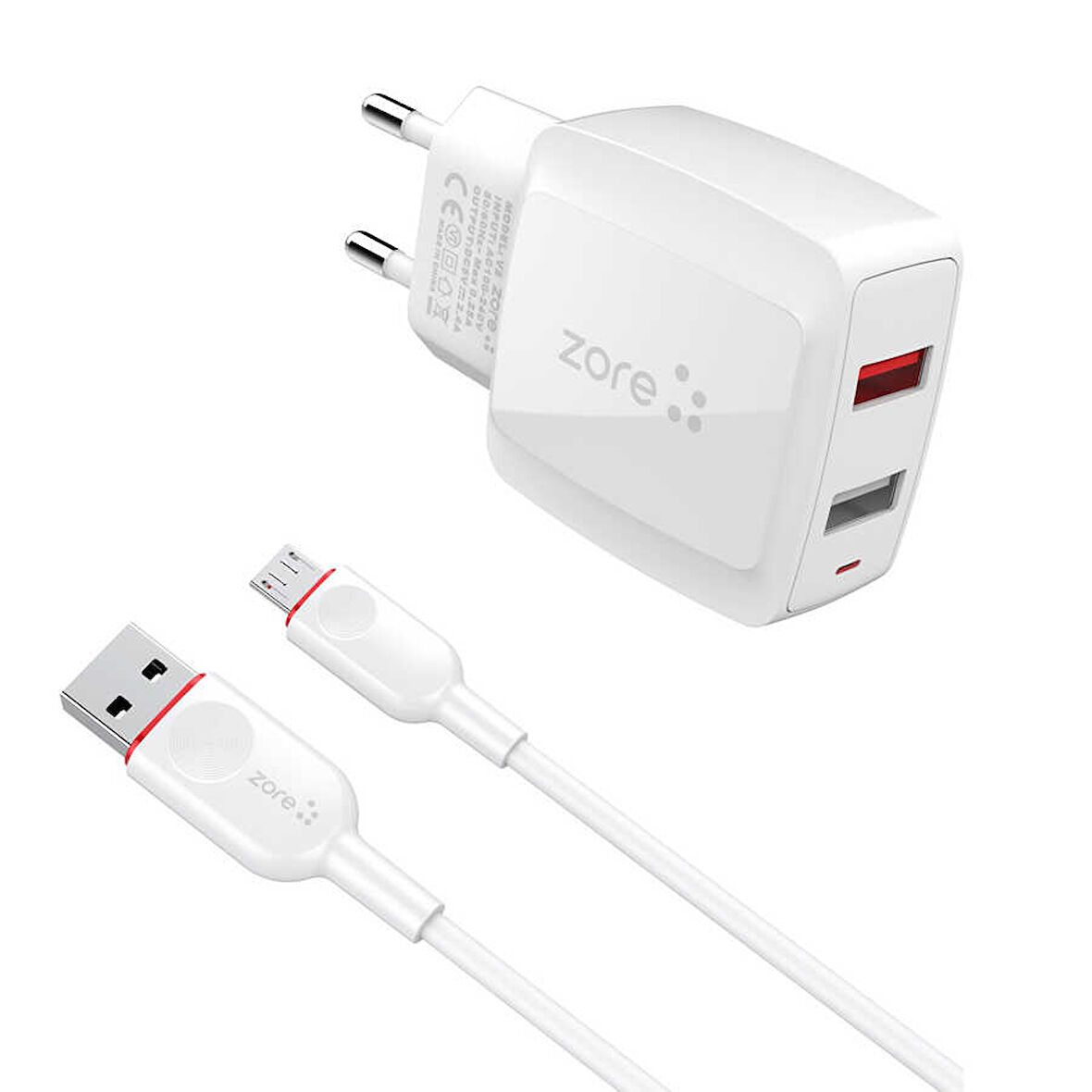 Beyaz Vest Serisi V2 Micro 2 in 1 Şarj Seti-Zore