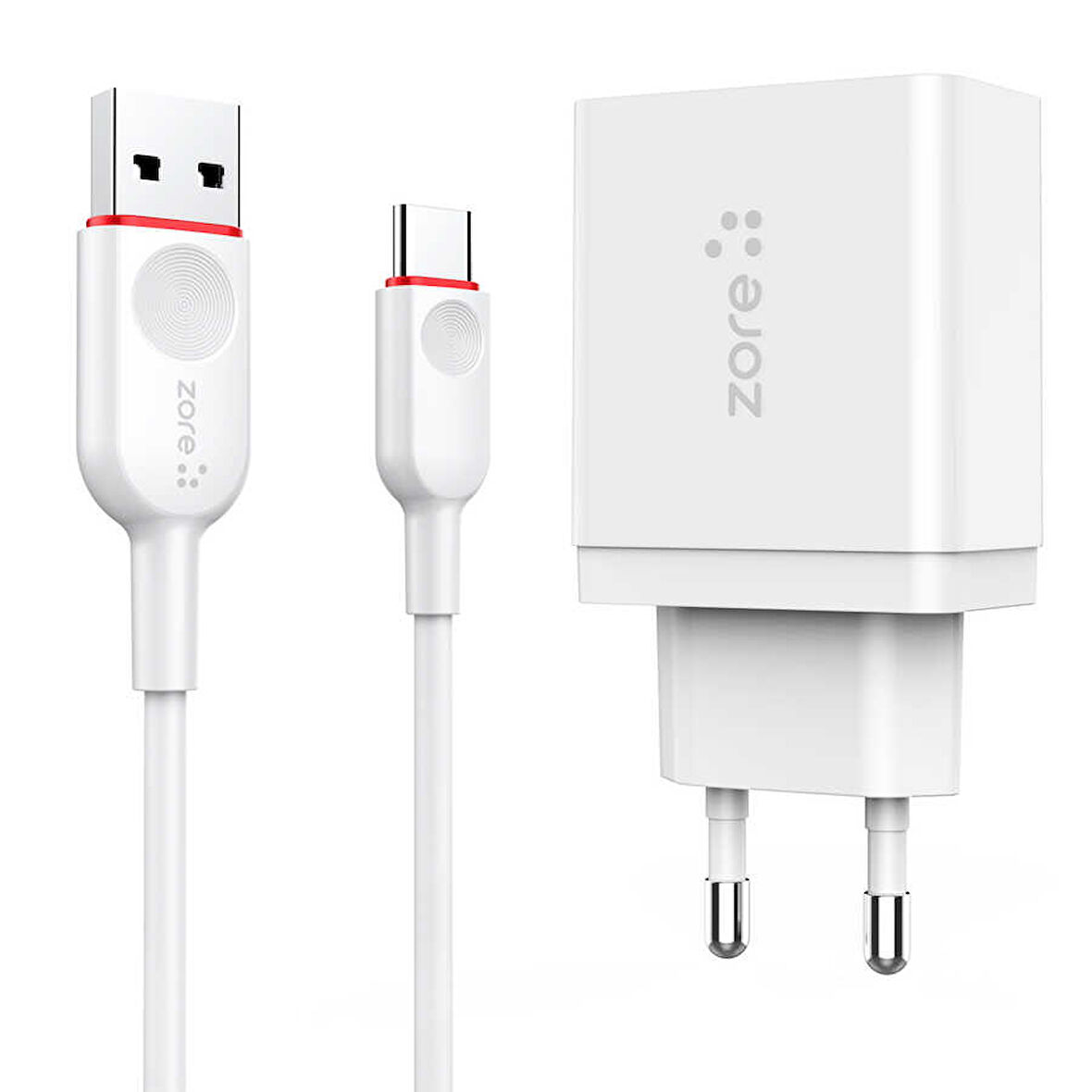 Beyaz XMac Serisi ZR-X2 Type-C 2 in 1 Şarj Seti-Zore