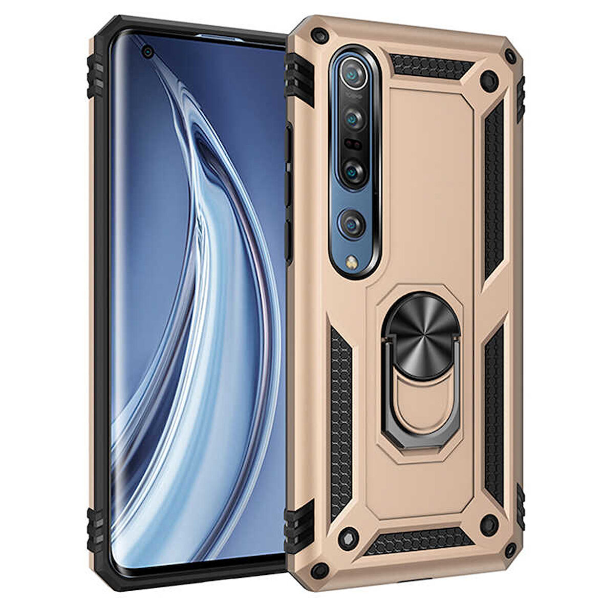 Xiaomi Mi Note 10 Lite Kılıf Vega Tank Sert Yüzüklü Standlı Zırh Koruma Kapak
