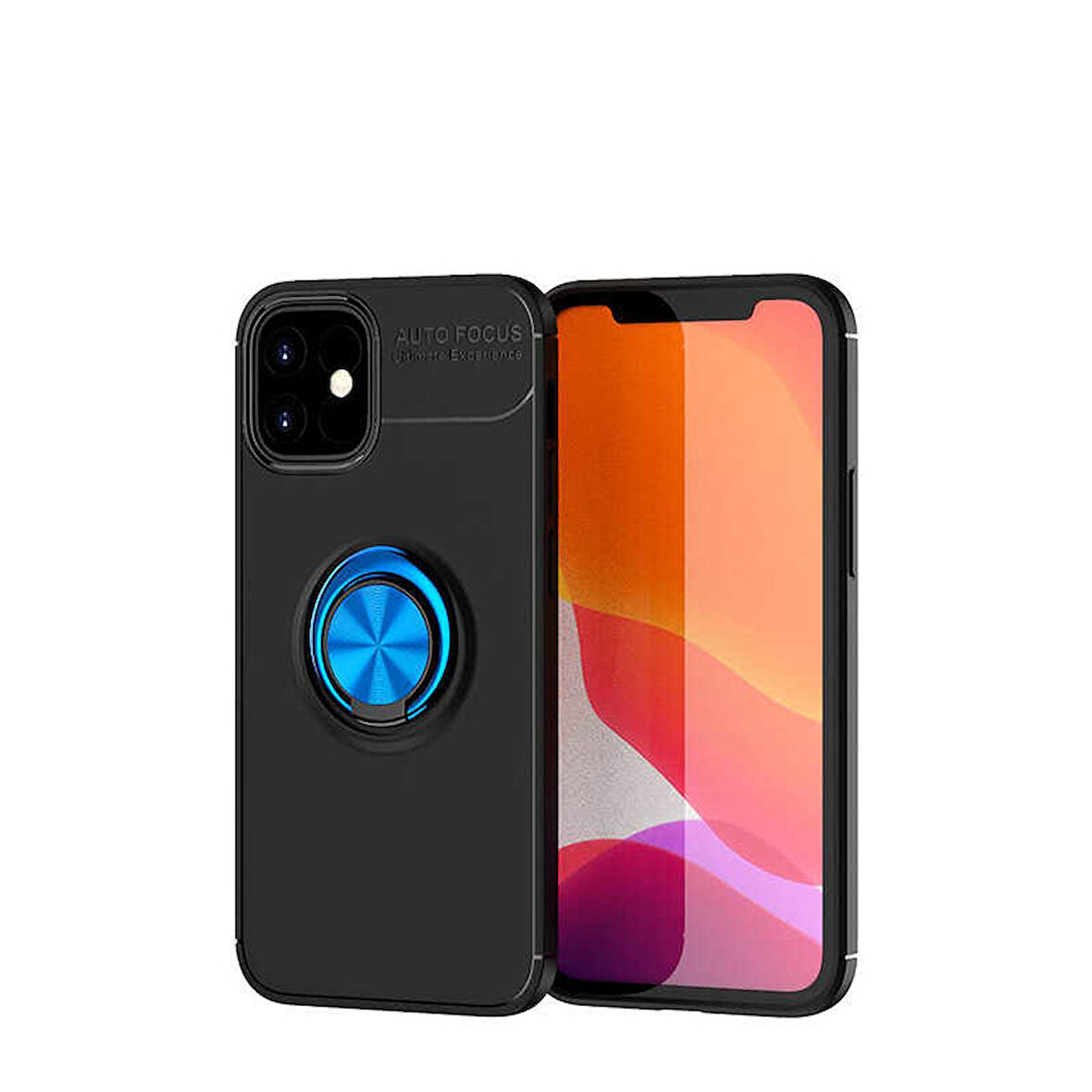 iPhone 12 Uyumlu Zore Ravel Silikon Kılıf-Siyah-Mavi