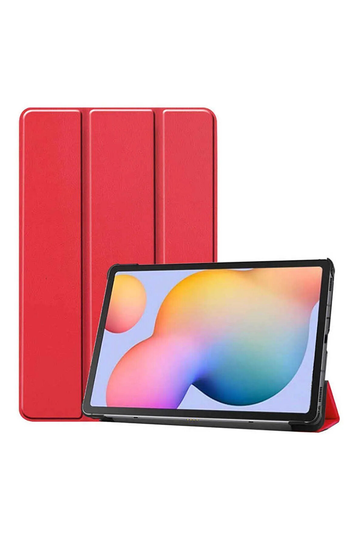 Galaxy Tab A7 10.4 T500 (2020) Smart Cover Standlı 1-1 Kılıf-kırmızı