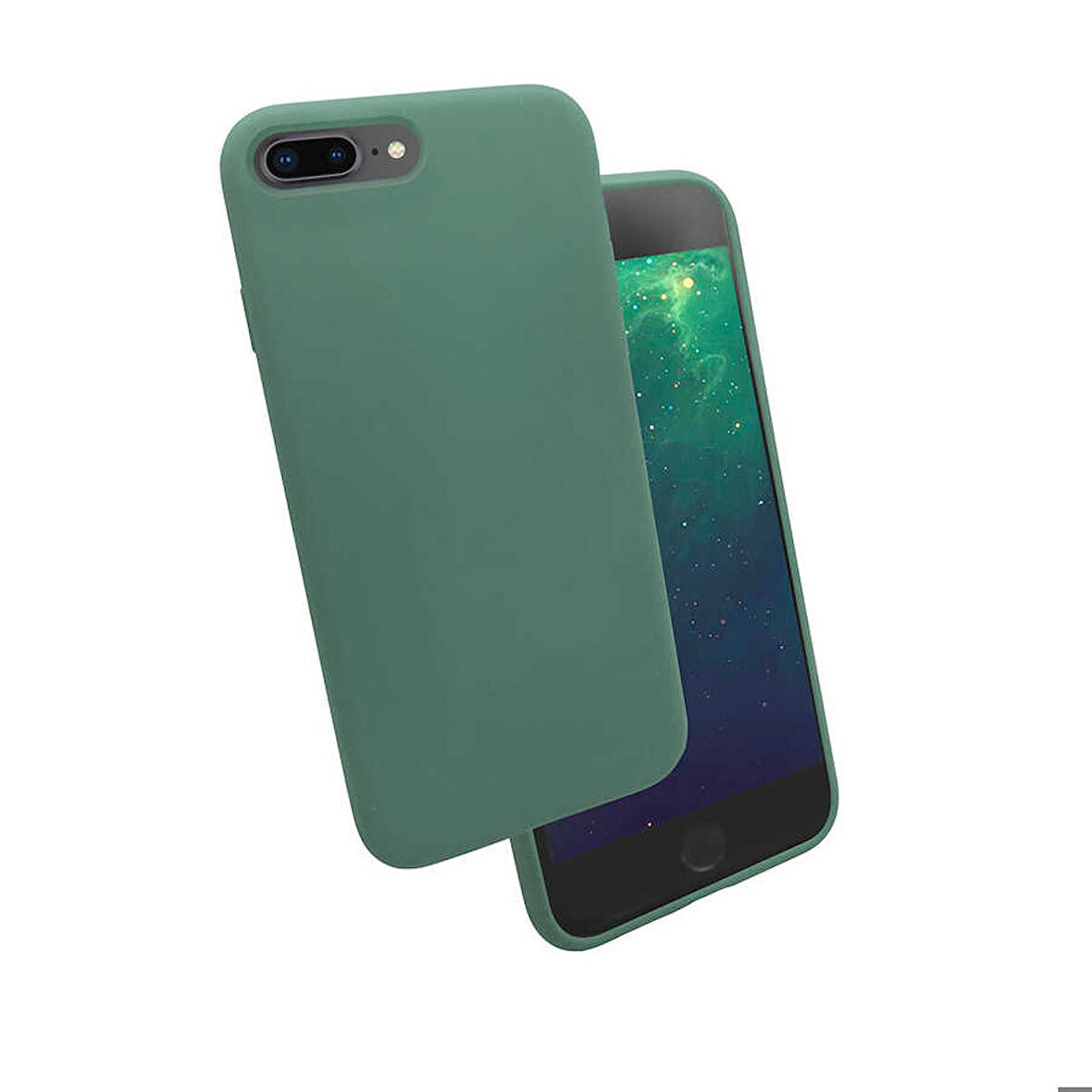 iPhone 7 Plus Uyumlu Zore Silk Silikon-Koyu Yeşil