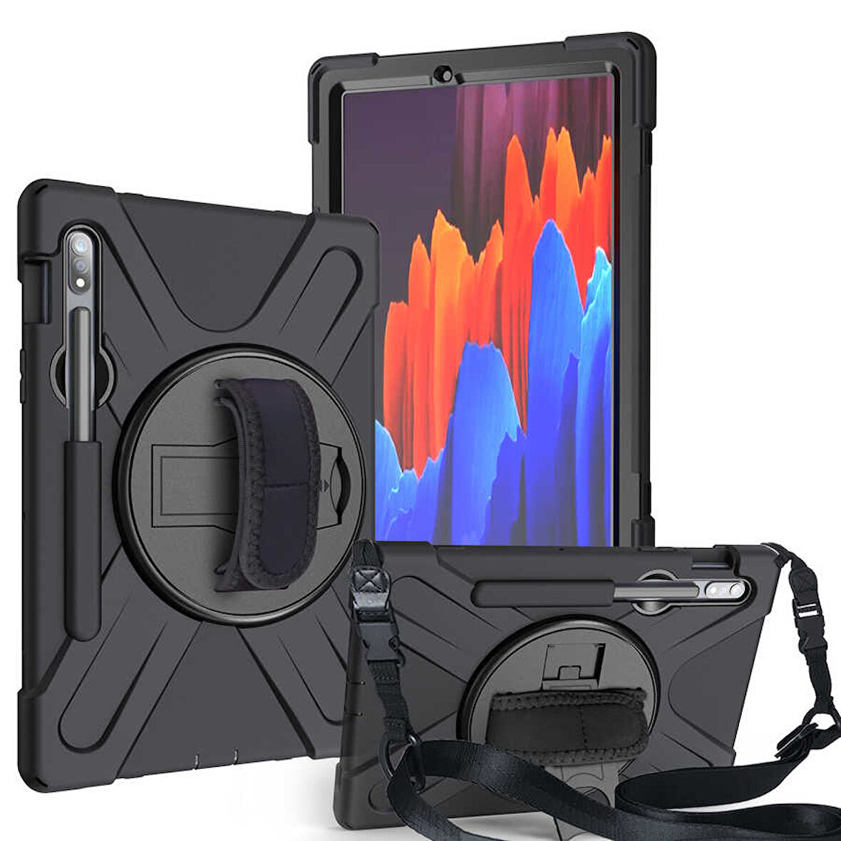 Galaxy Tab S7 Plus T970 Kılıf  Uyumlu ​İNC Defender Tablet Silikon-Siyah