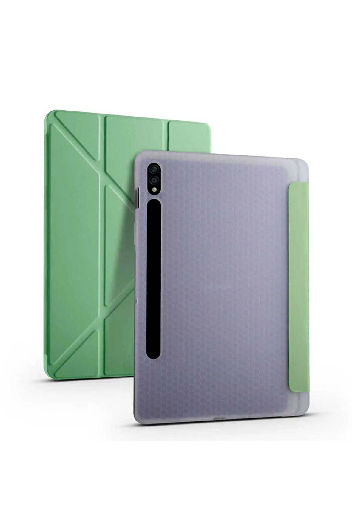 Galaxy Tab S7 T870 Kılıf Tri Folding Kalem Bölmeli Standlı Kılıf-rose Gold