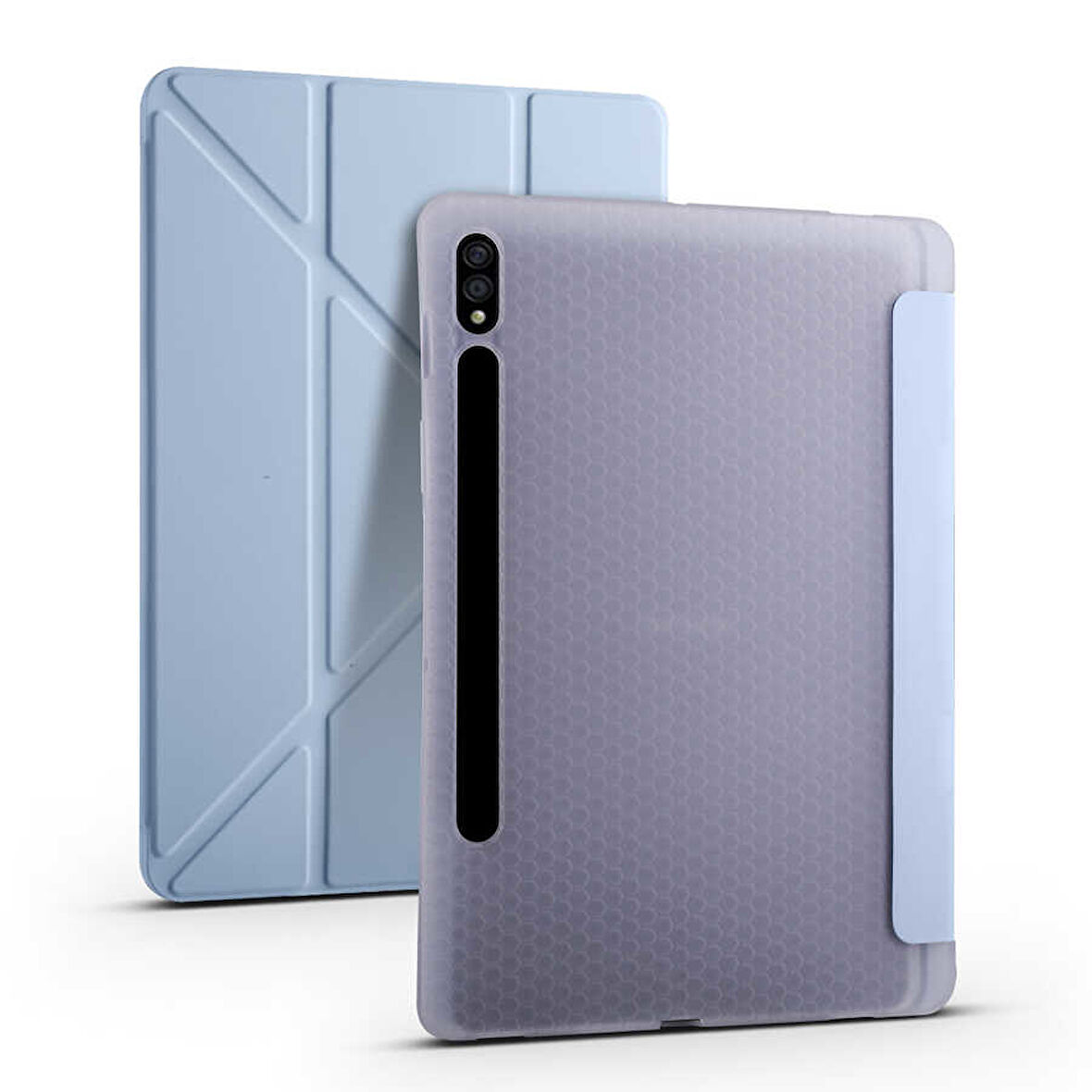 Samsung Galaxy Tab S7 Plus T970 Kılıf Tri Folding Kalem Bölmeli Standlı Kılıf