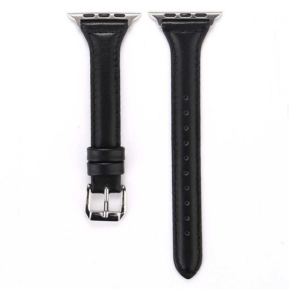 Watch Ultra 49mm Kordon Uyumlu KRD-28 Deri Strap Kayış CLO- Siyah