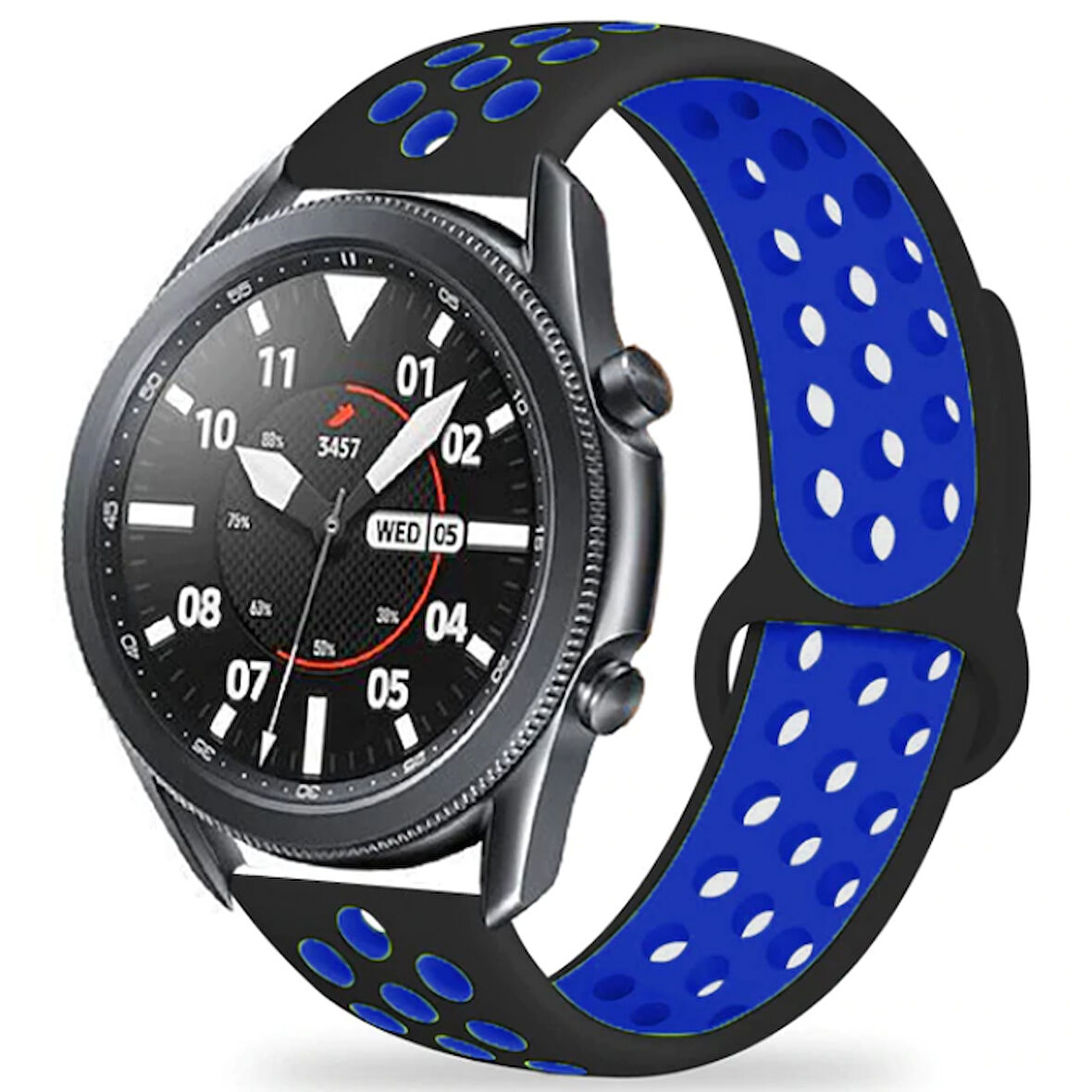 Gear S3 (22mm) KRD-02 Uyumlu Zore Kordon-Siyah-Mavi