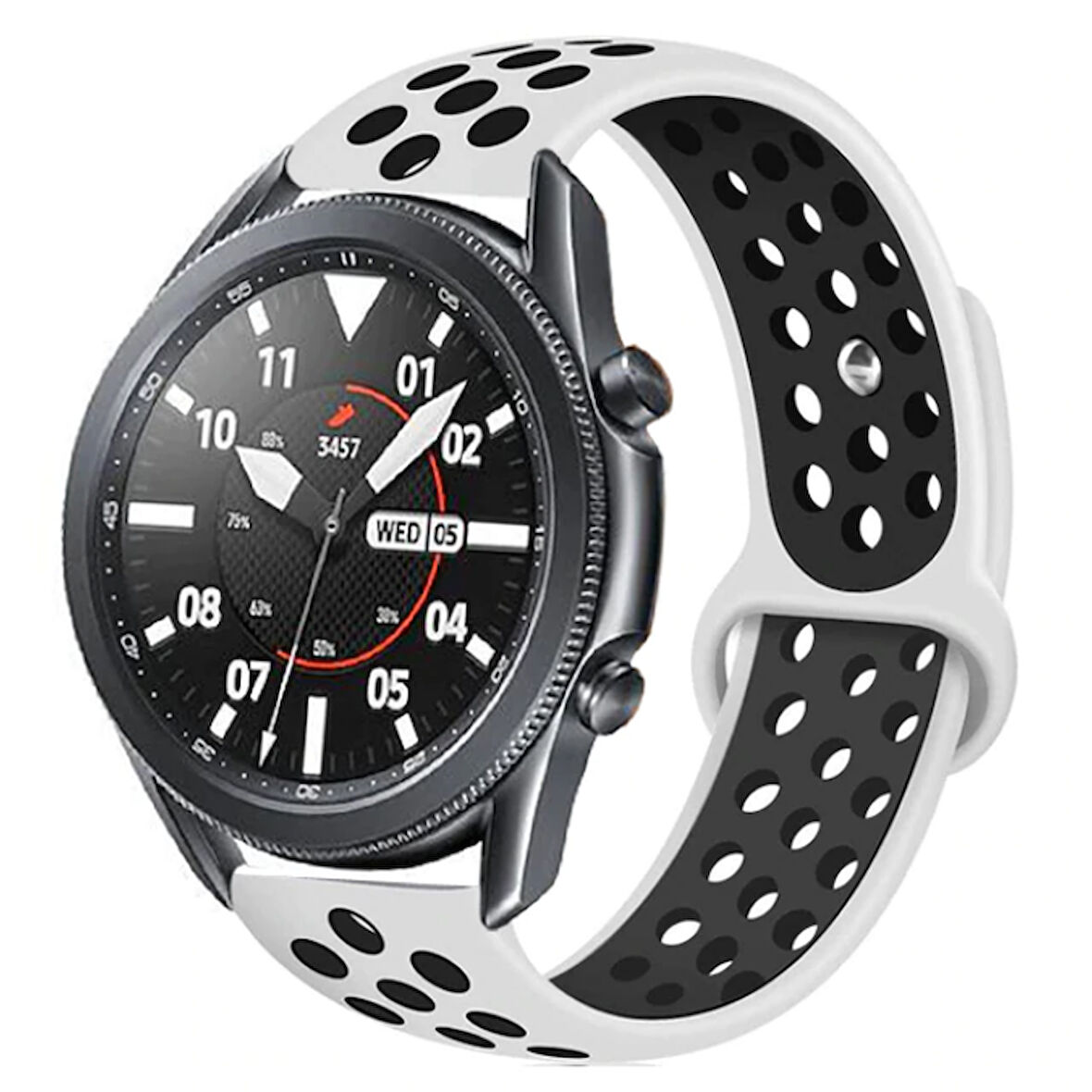 Galaxy Watch 46mm (22mm) KRD-02 Uyumlu Zore Kordon-Beyaz-Siyah