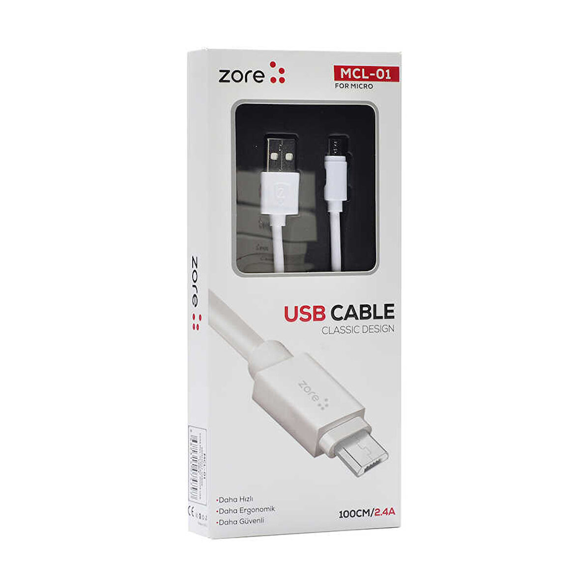 Beyaz MCL-01 Micro Usb Kablo-Zore