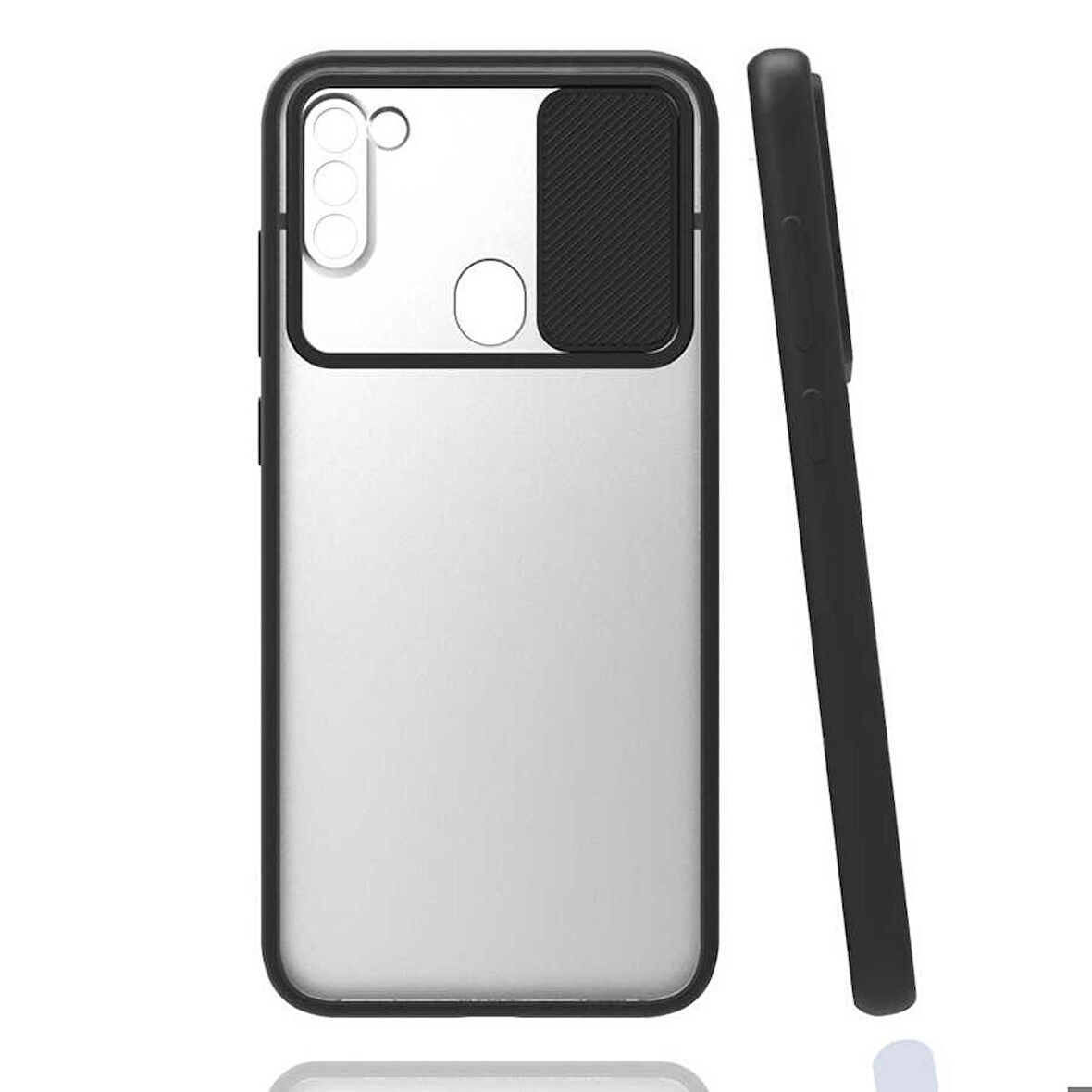 Galaxy A11 Uyumlu Zore Lensi Kapak-Siyah