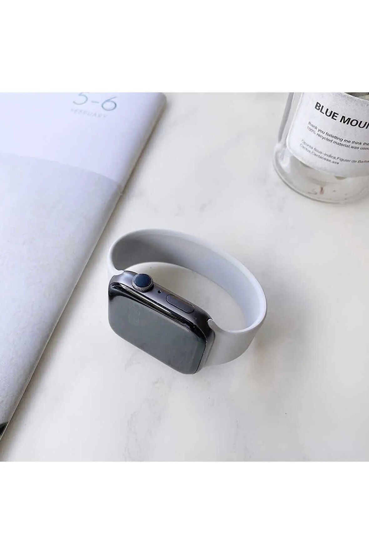Apple Watch 38mm Uyumlu Krd-31 Solo Loop Medium Kordon-gri
