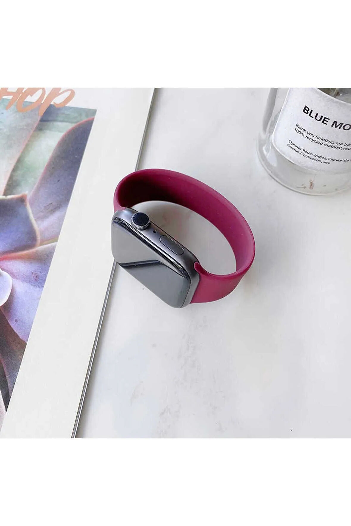 Apple Watch 38mm Uyumlu Krd-31 Solo Loop Medium Kordon Mürdüm