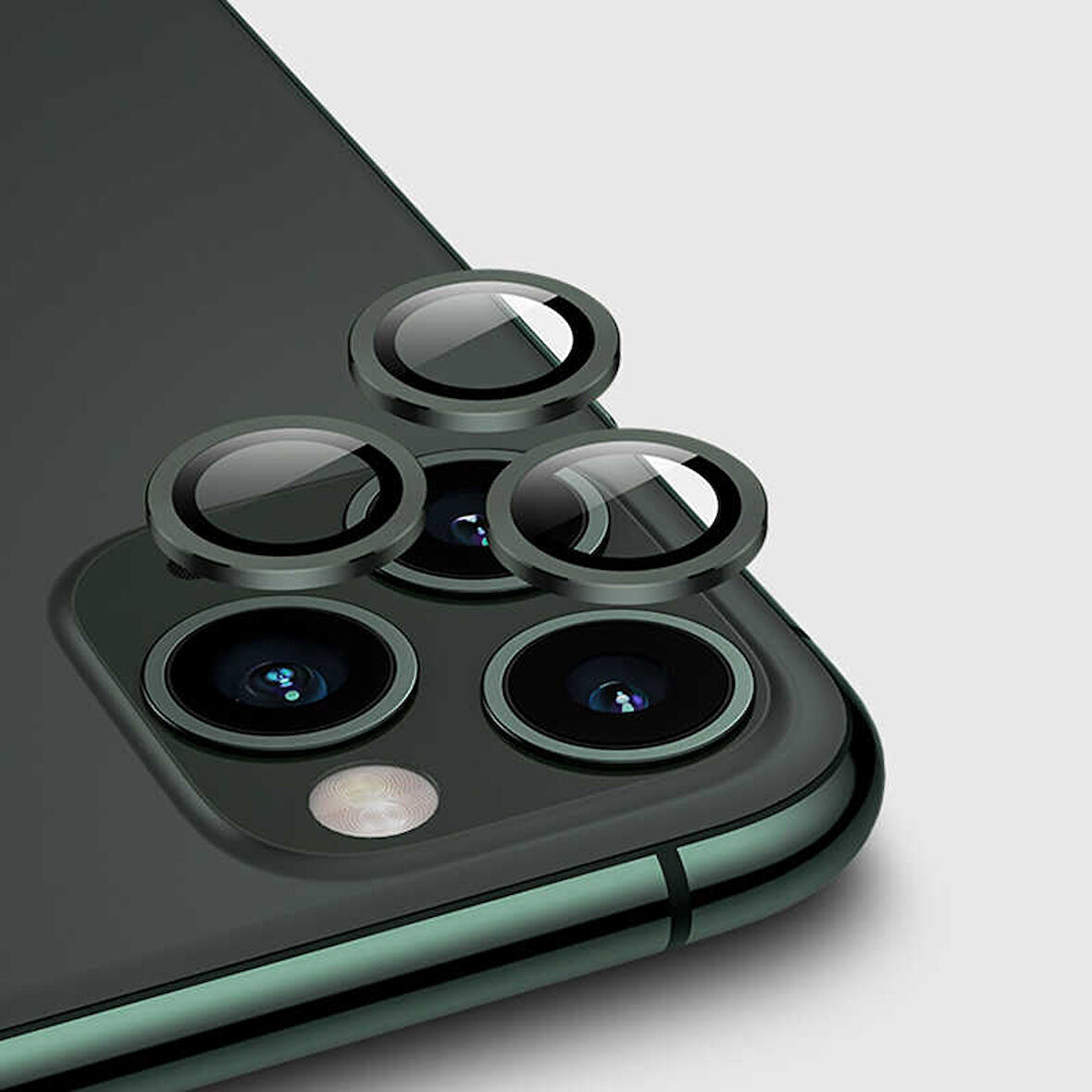 iPhone 12 Pro Uyumlu Zore CL-02 Kamera Koruyucu-Koyu Yeşil