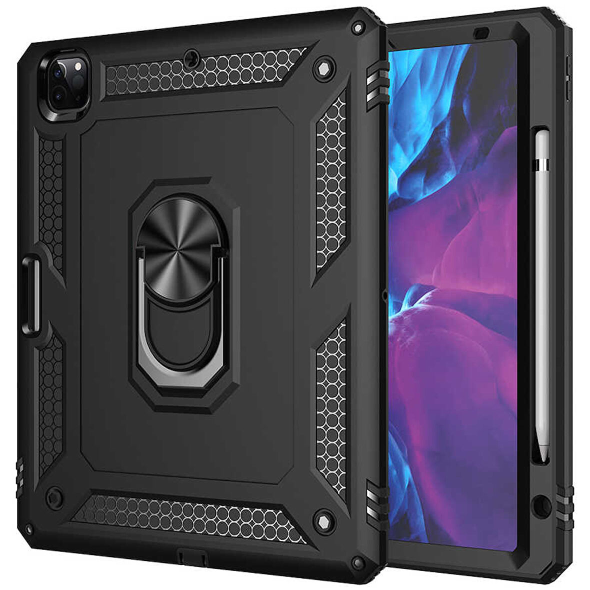 iPad Pro 12.9 2020 (4.Nesil) - Uyumlu Uyumlu ​MKST Tablet Vega Kapak-Siyah