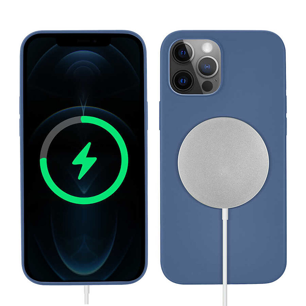 iPhone 12 Pro Uyumlu Zore Silksafe Wireless Kılıf-Mavi