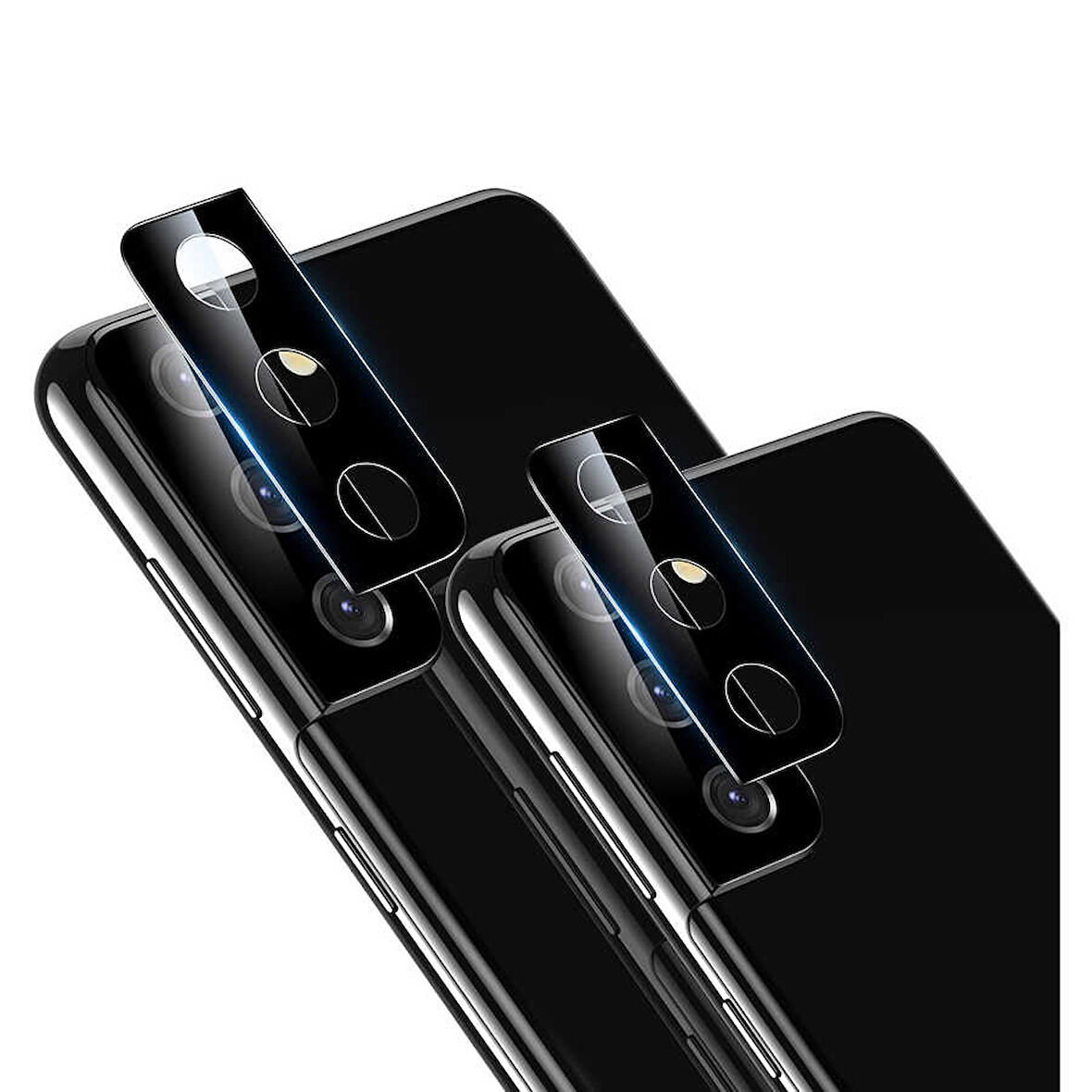 Galaxy S21 Plus Uyumlu Ensueno Kamera Lens Koruyucu Cam Filmi-Siyah