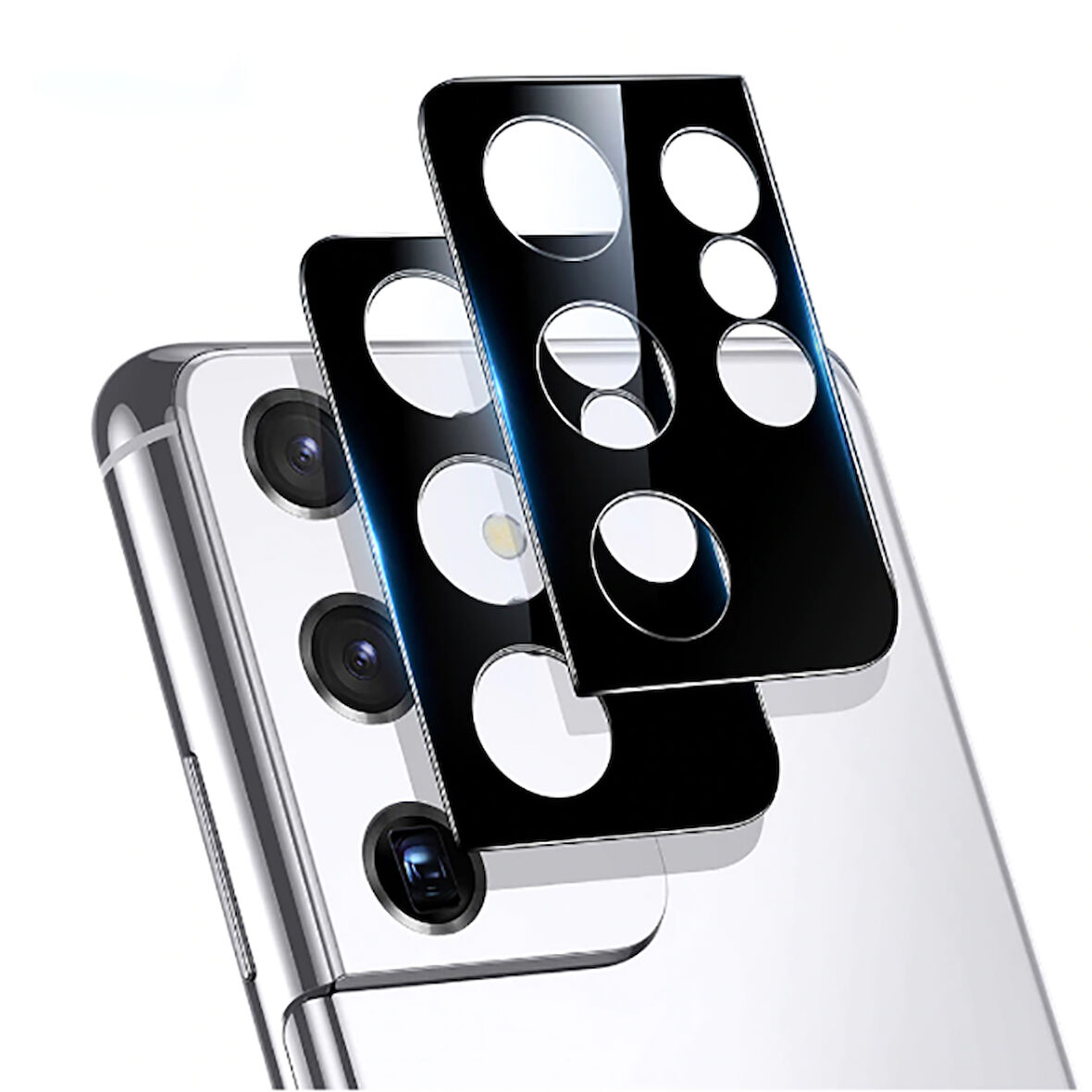 Galaxy S21 Ultra Uyumlu Ensueno Kamera Lens Koruyucu Cam Filmi-Siyah