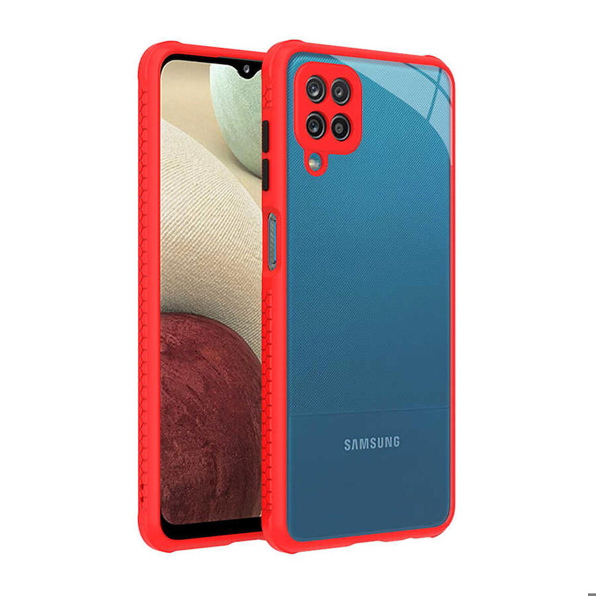 Galaxy A12 Uyumlu ​​Zore Kaff Kapak-Kırmızı