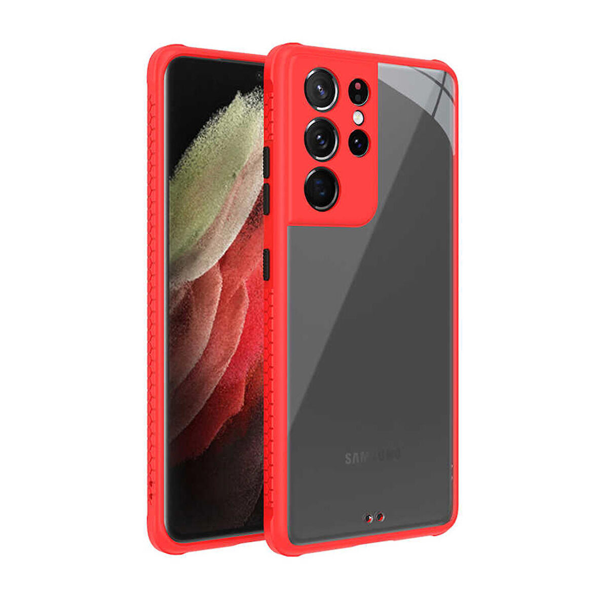 Galaxy S21 Ultra Uyumlu ​​Zore Kaff Kapak-Kırmızı