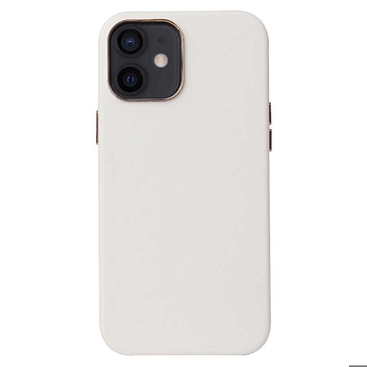 iPhone 12 Mini Uyumlu Zore Leathersafe Wireless Kapak-Beyaz