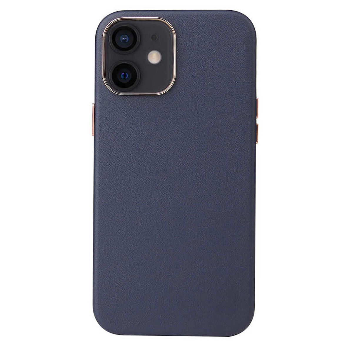 iPhone 12 Uyumlu Zore Leathersafe Wireless Kapak-Lacivert