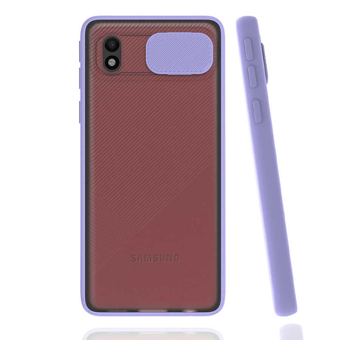 Galaxy A01 Core Uyumlu Zore Lensi Kapak-Lila