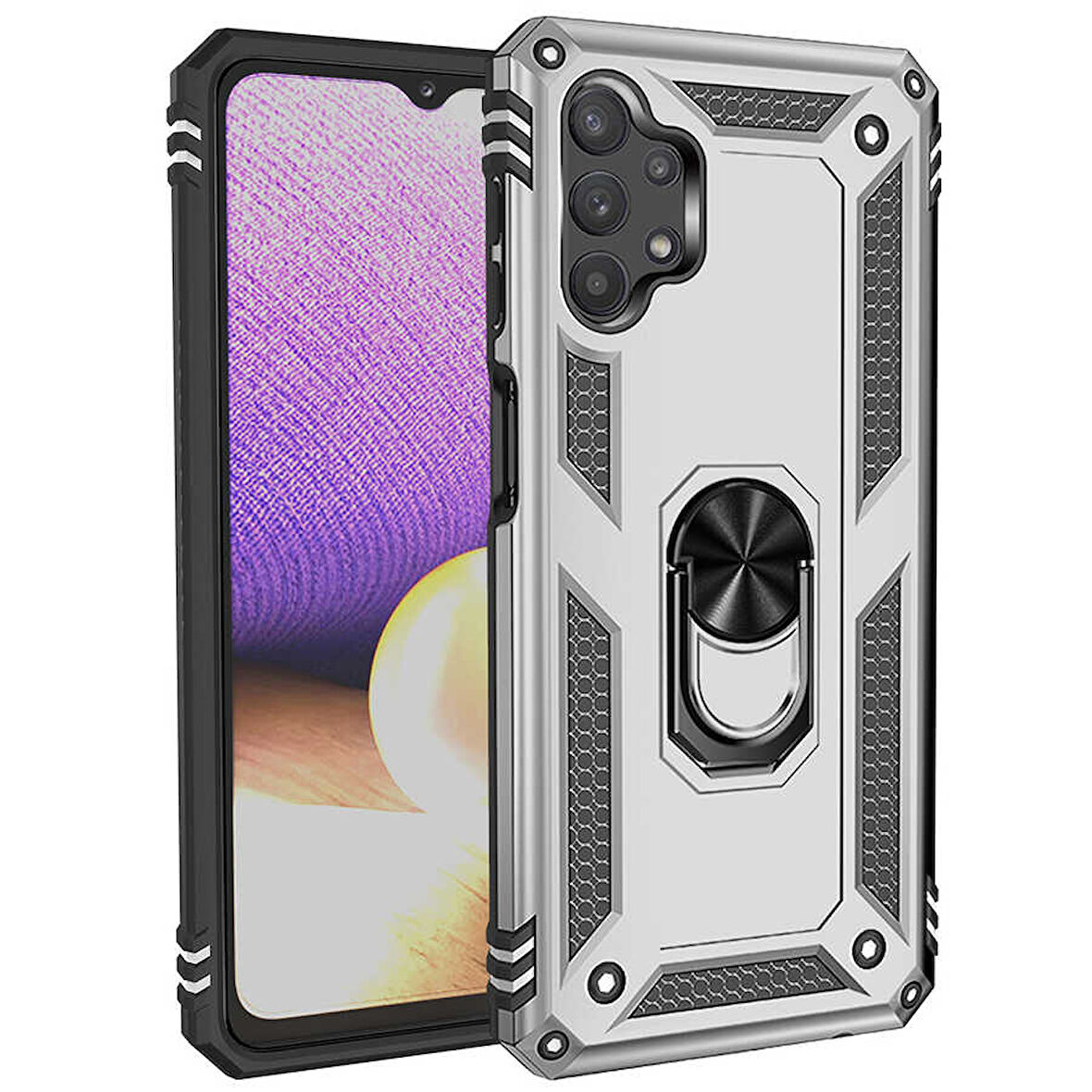 Samsung Galaxy A23 Kılıf Vega Tank Sert Yüzüklü Standlı Zırh Koruma Kapak