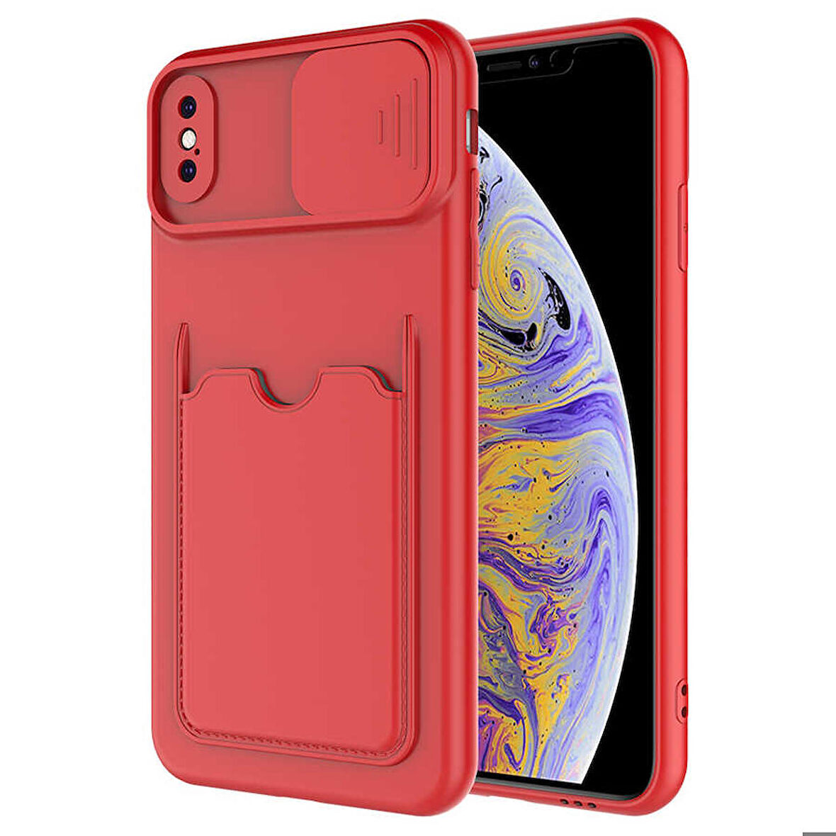 iPhone XS Max 6.5 Uyumlu ​Zore Kartix Kapak-Kırmızı