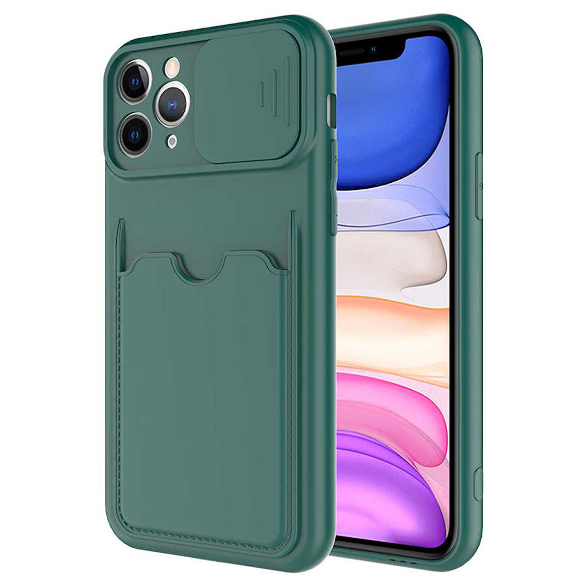 iPhone 11 Pro Uyumlu ​Zore Kartix Kapak-Koyu Yeşil