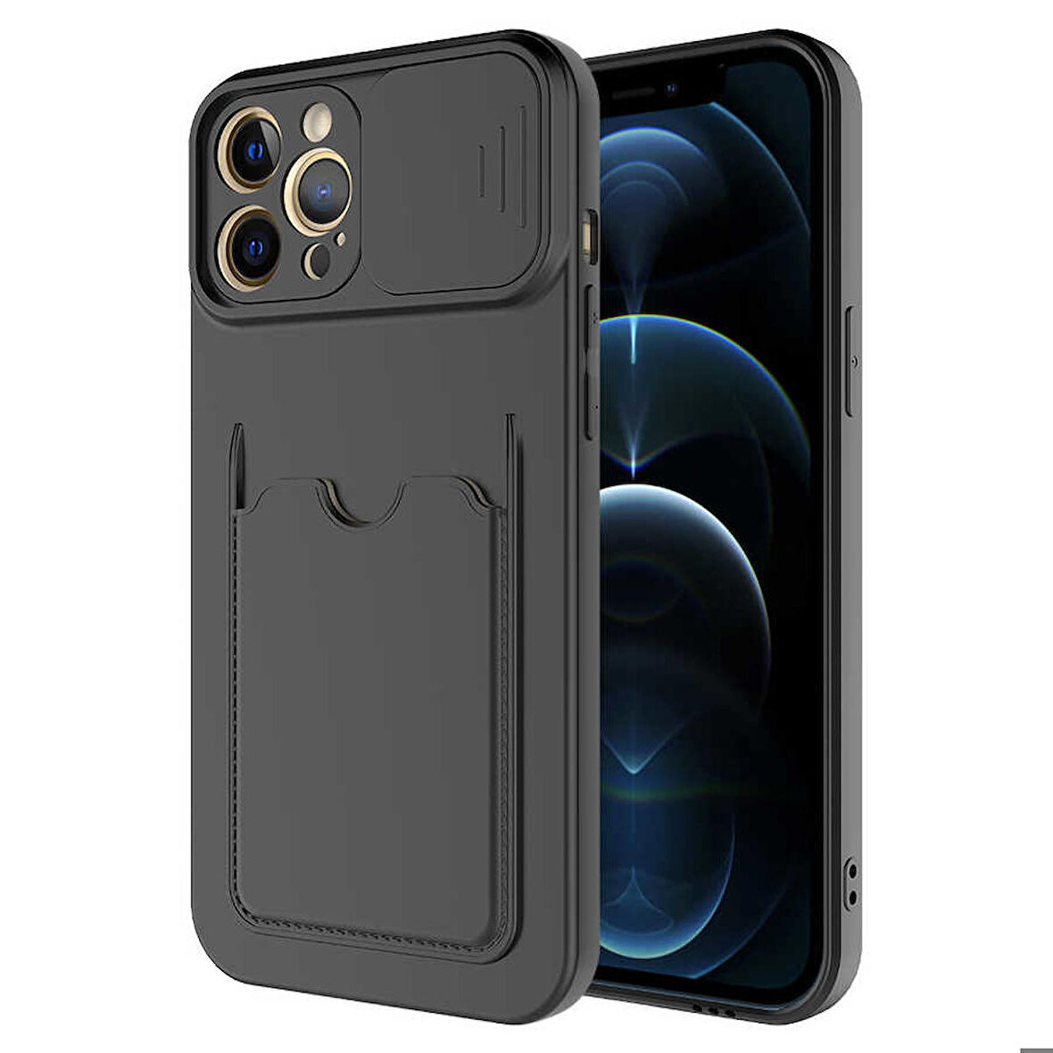 iPhone 12 Pro Uyumlu ​Zore Kartix Kapak-Siyah