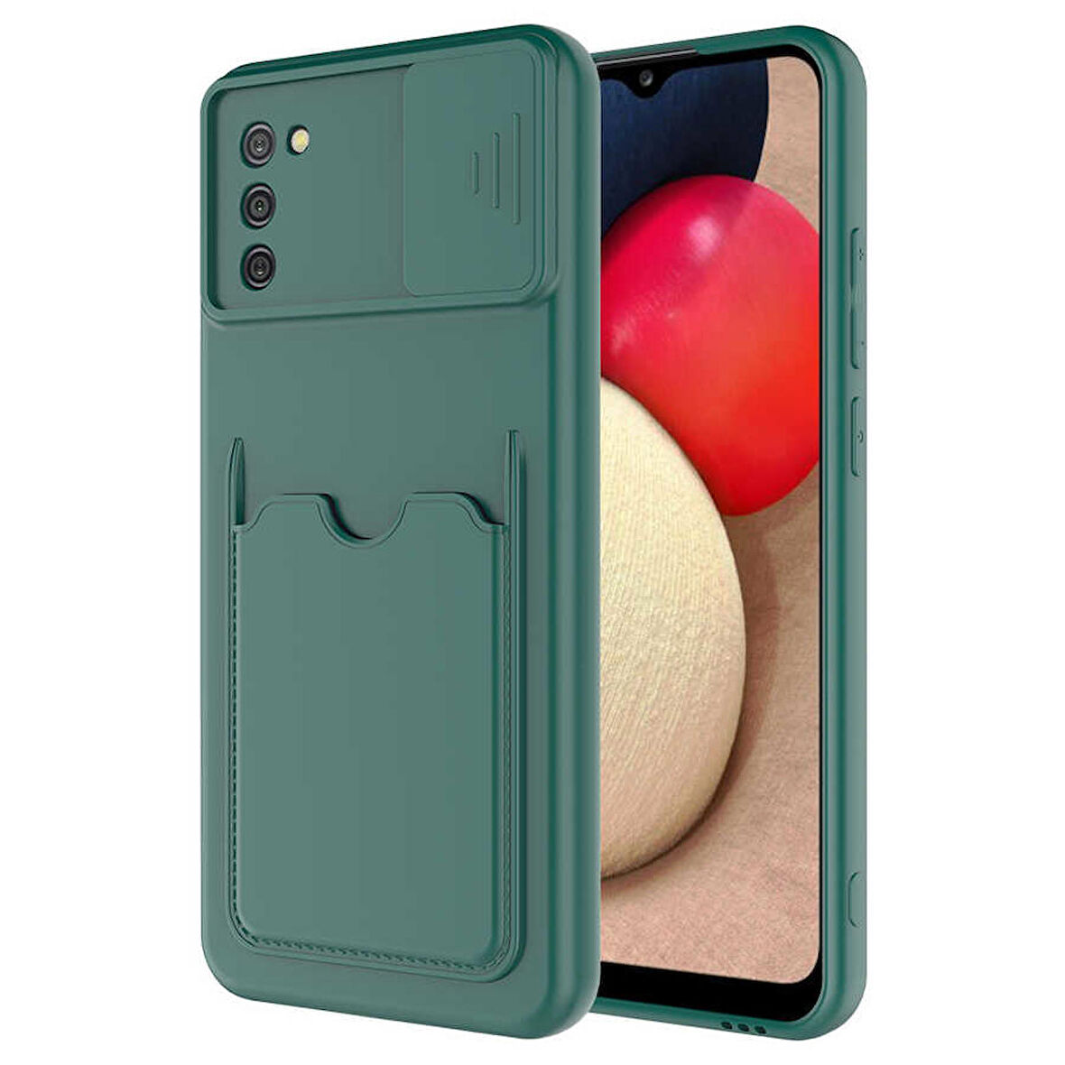 Galaxy A02S Uyumlu ​Zore Kartix Kapak-Koyu Yeşil