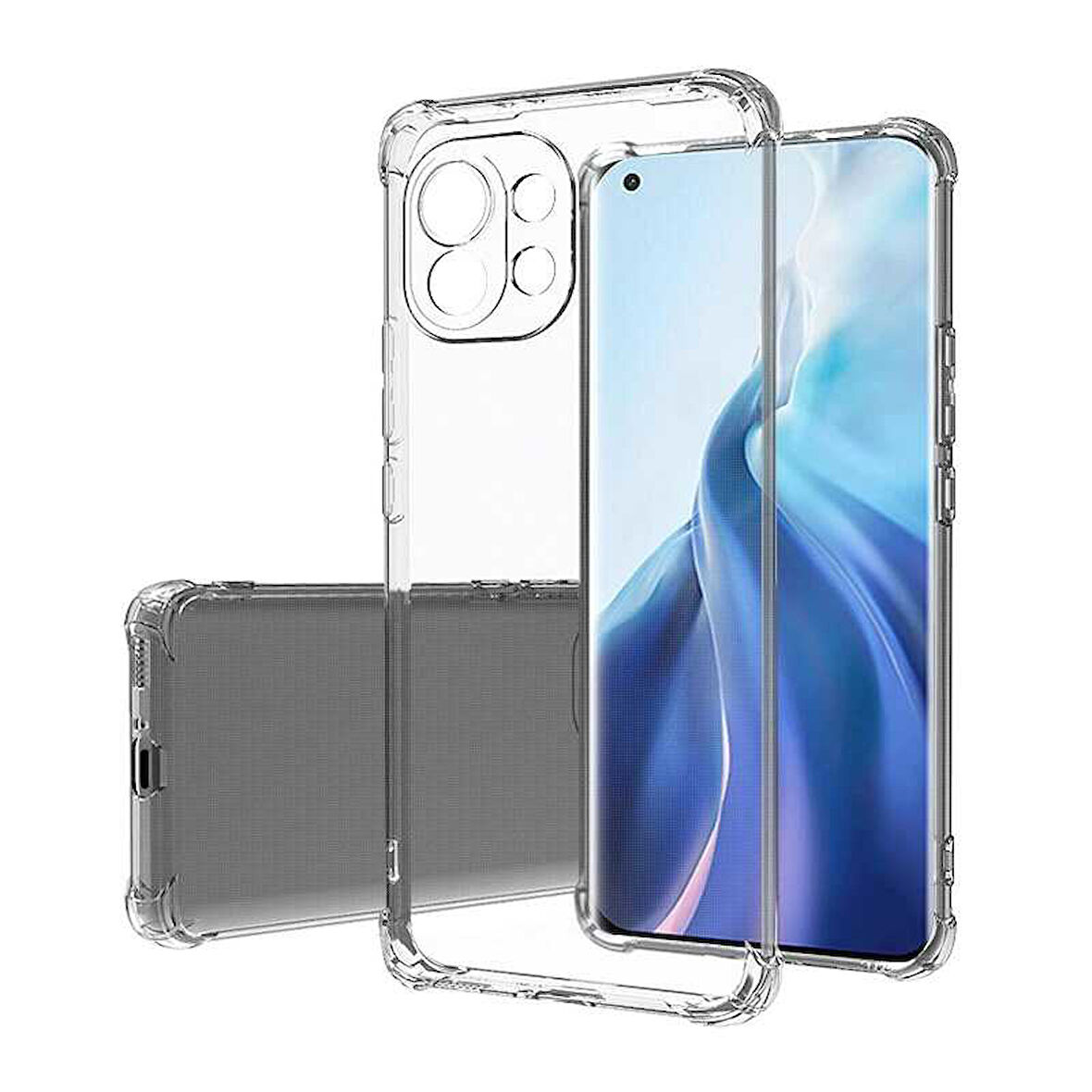 Xiaomi Mi 11 Lite Kılıf Nitro Anti Shock Darbe Emici Köşe Korumalı Şeffaf Silikon Kapak