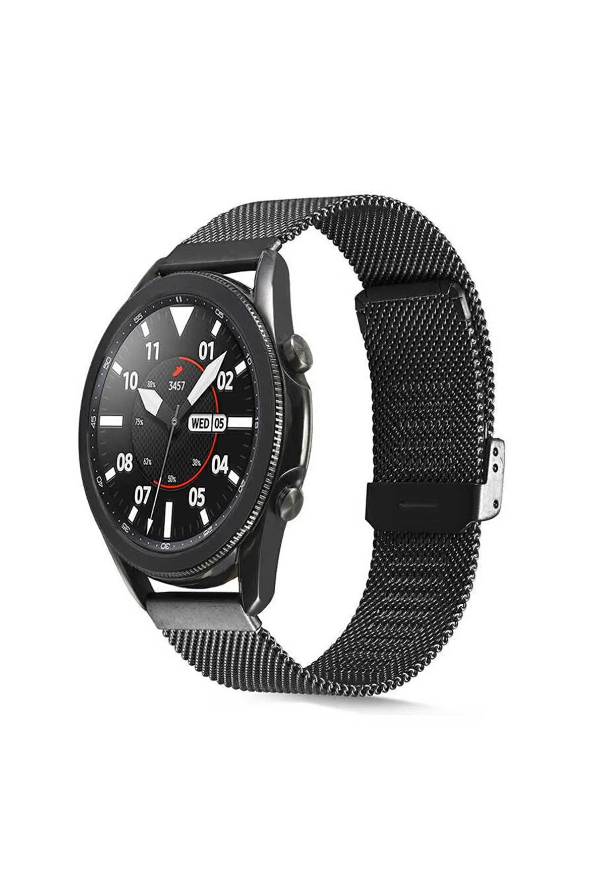 Gear S3 Uyumlu Krd-45 22mm Metal Kordon Siyah