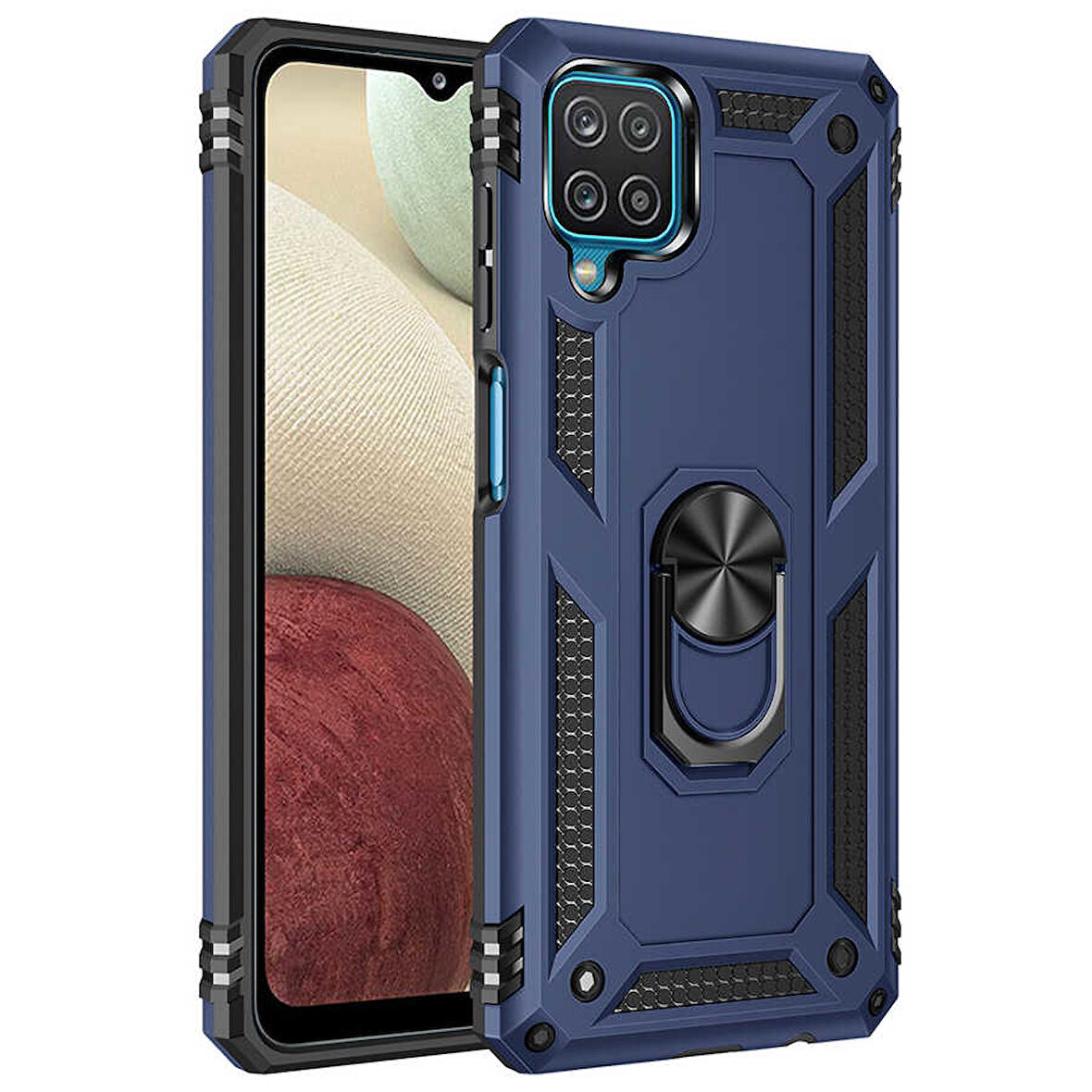 Samsung Galaxy A22 4G Kılıf Vega Tank Sert Yüzüklü Standlı Zırh Koruma Kapak