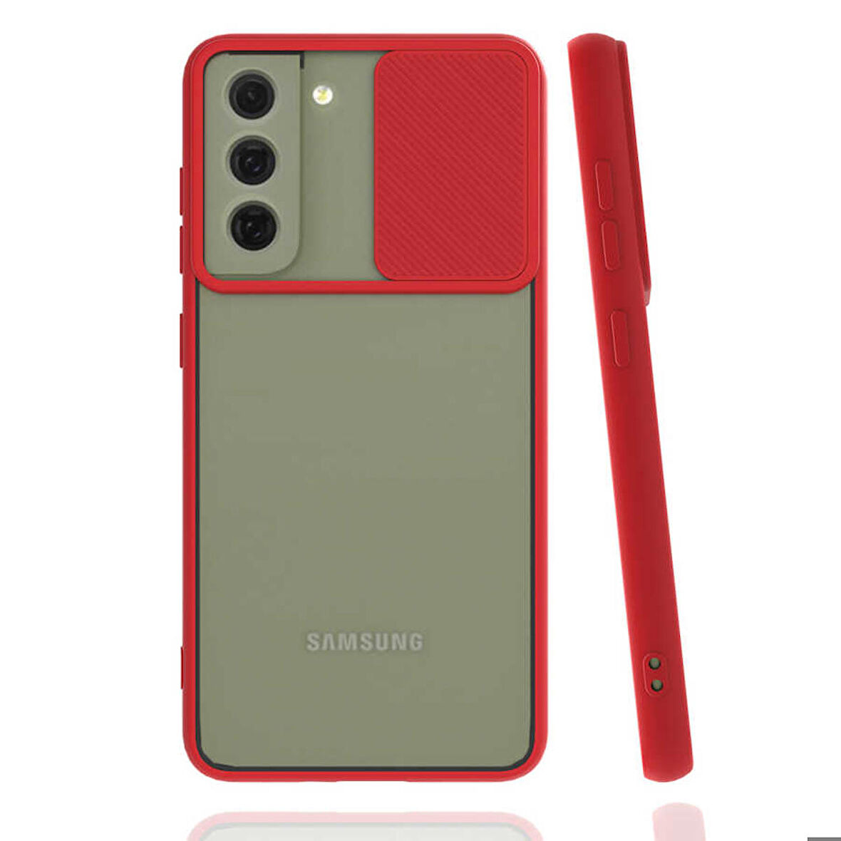 Galaxy S21 FE Uyumlu Zore Lensi Kapak-Kırmızı