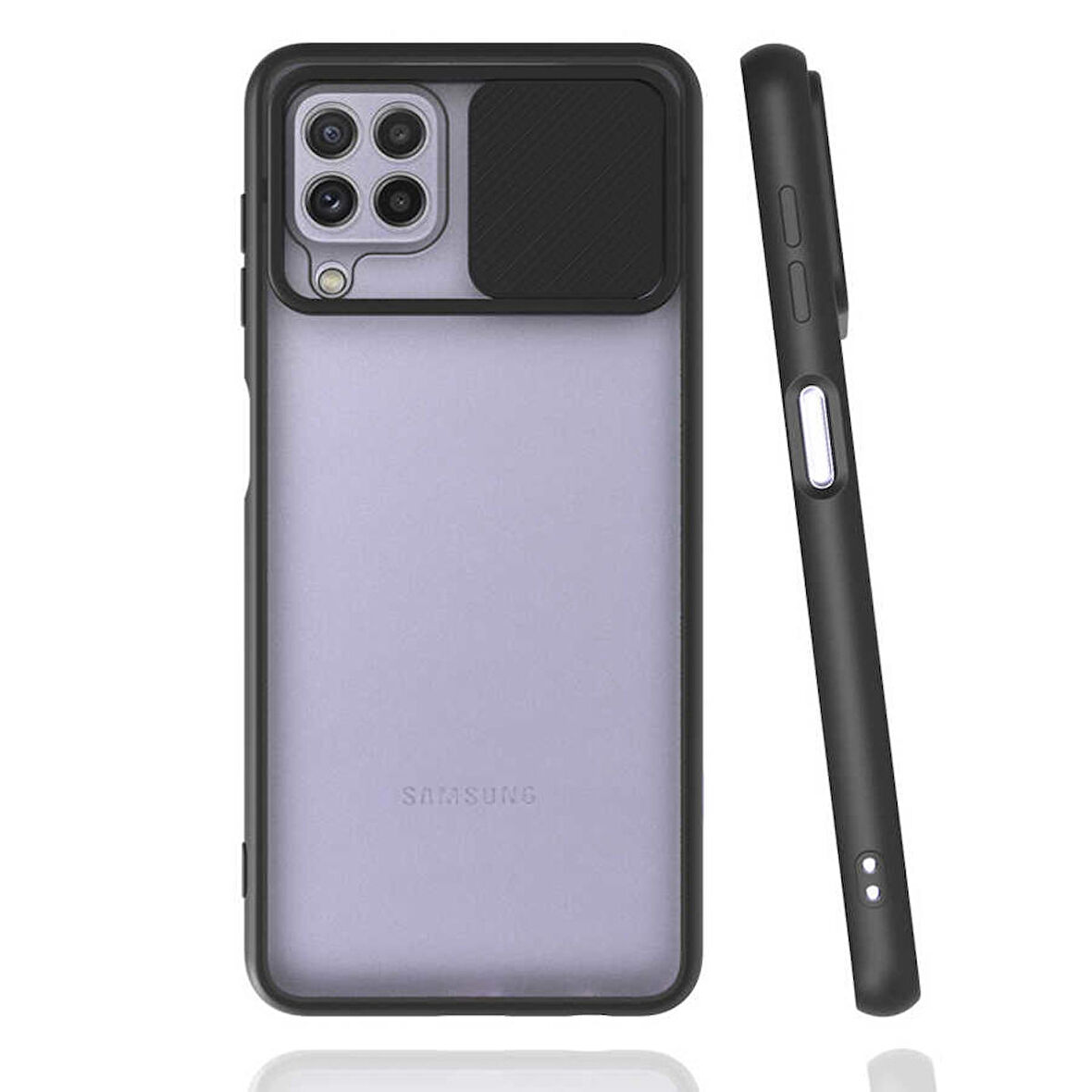 Galaxy A22 4G Uyumlu Zore Lensi Kapak-Siyah
