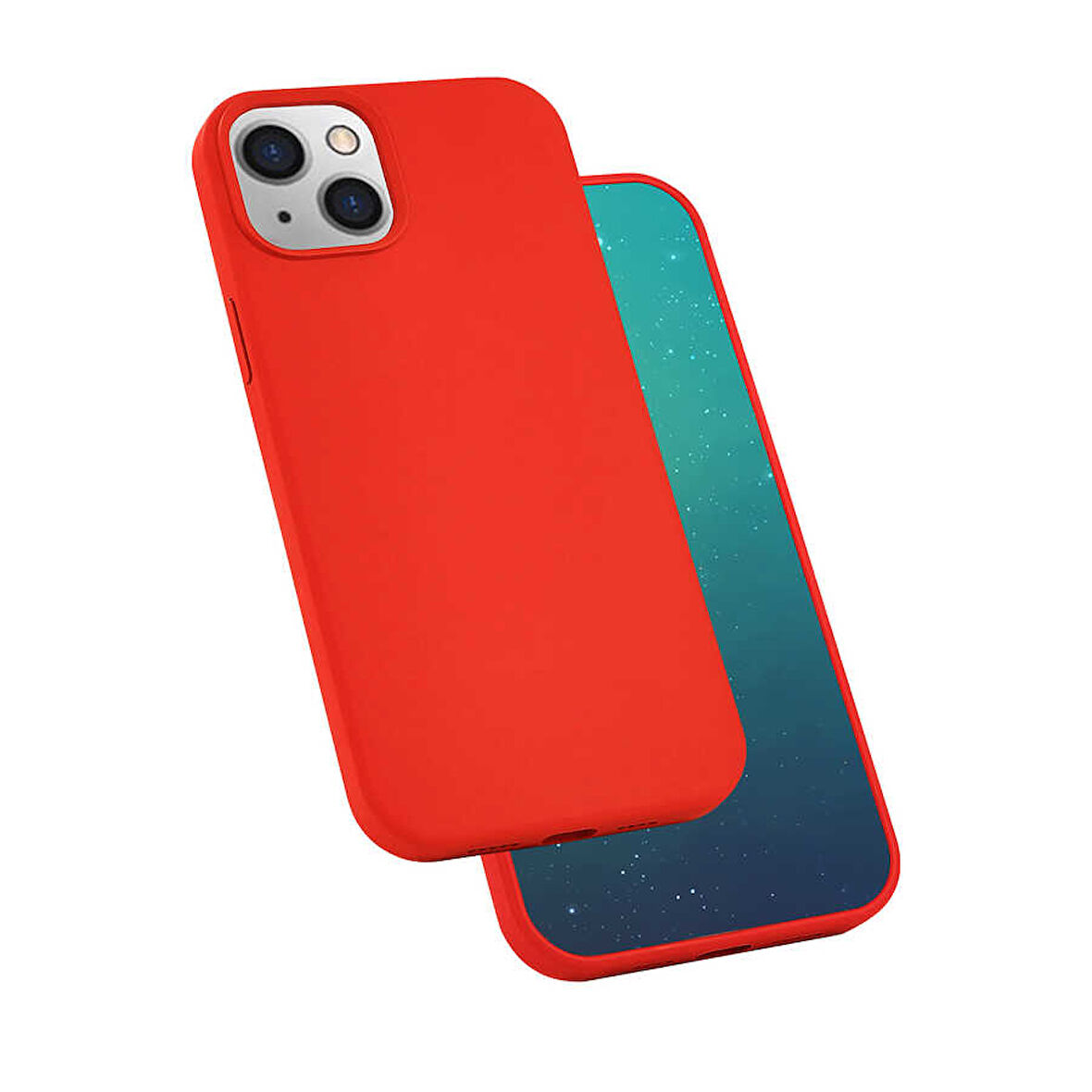 iPhone 13 Mini Uyumlu Zore Silk Silikon-Kırmızı